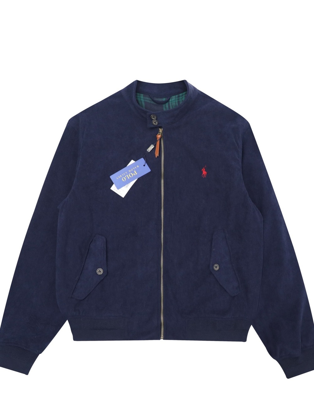 Ralph Lauren navy corduroy bomber with red logo